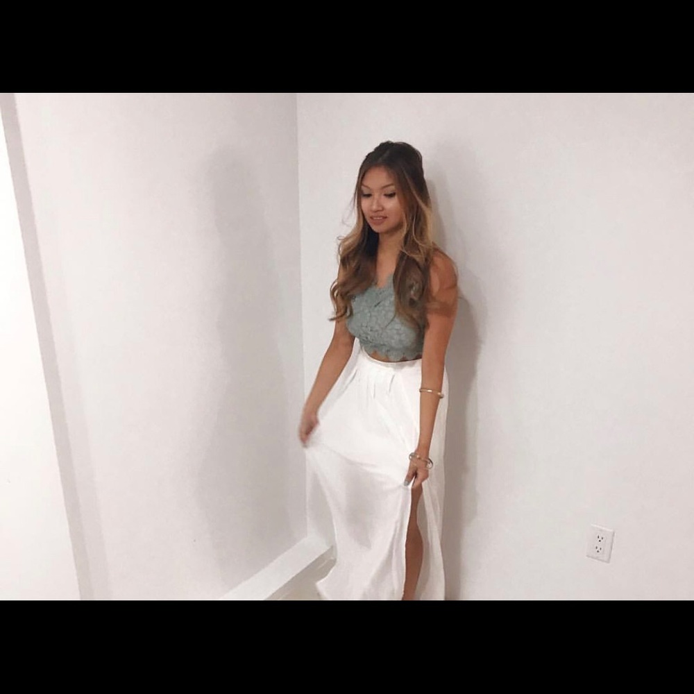 NWT white maxi skirt with slip and high slit!